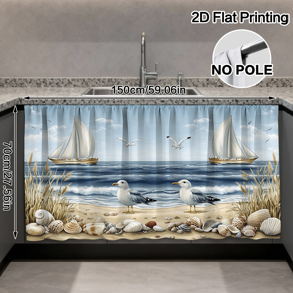 TEMU Plat 2D, Plat 2D - 1pc Rideau et Décoration d'Armoire Mouettes et en , Convient pour la Décoration de de Bain, Salons, Chambres, Cuisines, Jupes