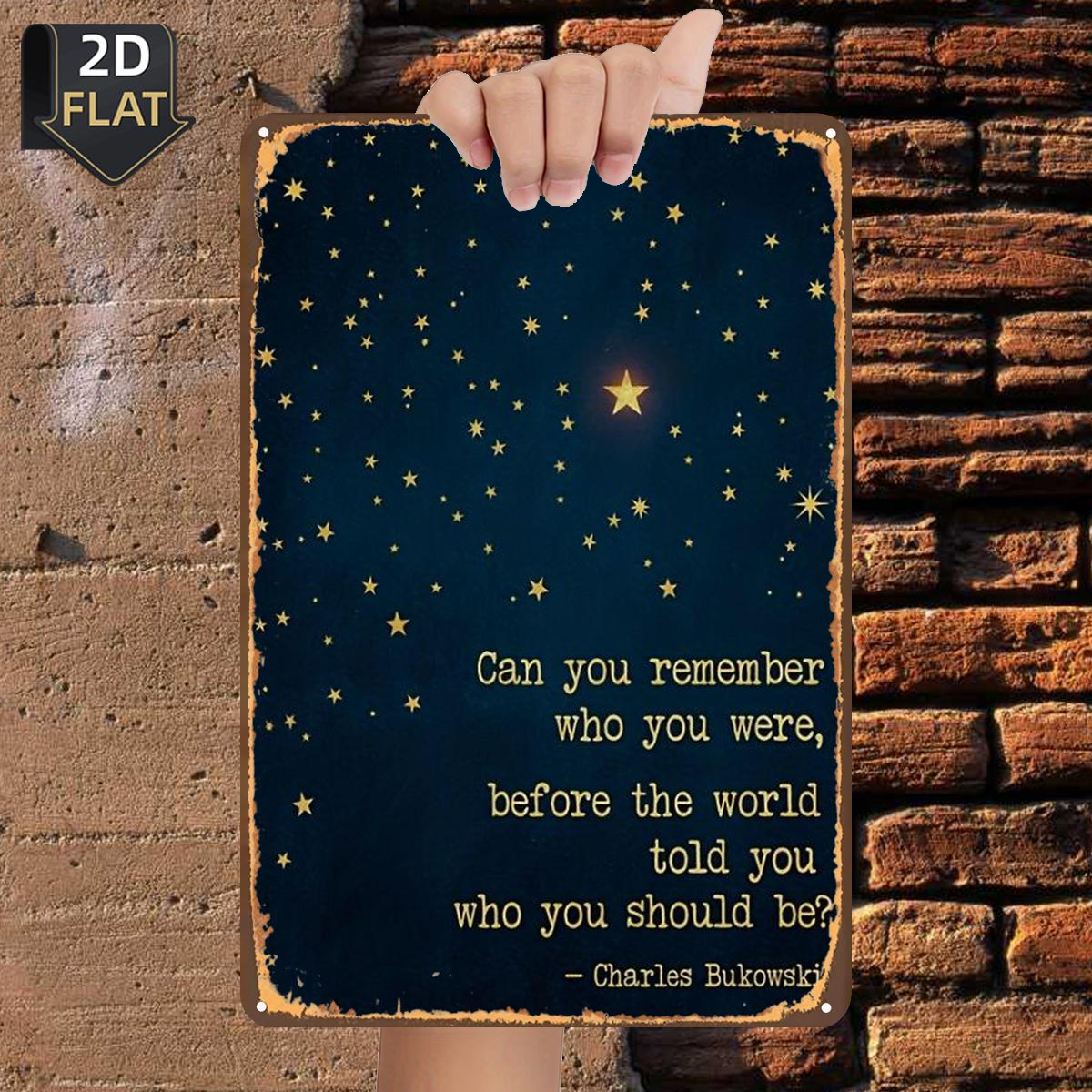 TEMU 2d Flat, 2d Flat 1pc, "can You Remember Who You Before The World Told You Who You Be?" – Charles , Metal Tin Sign, Size (8"x12"/20cm*30cm)