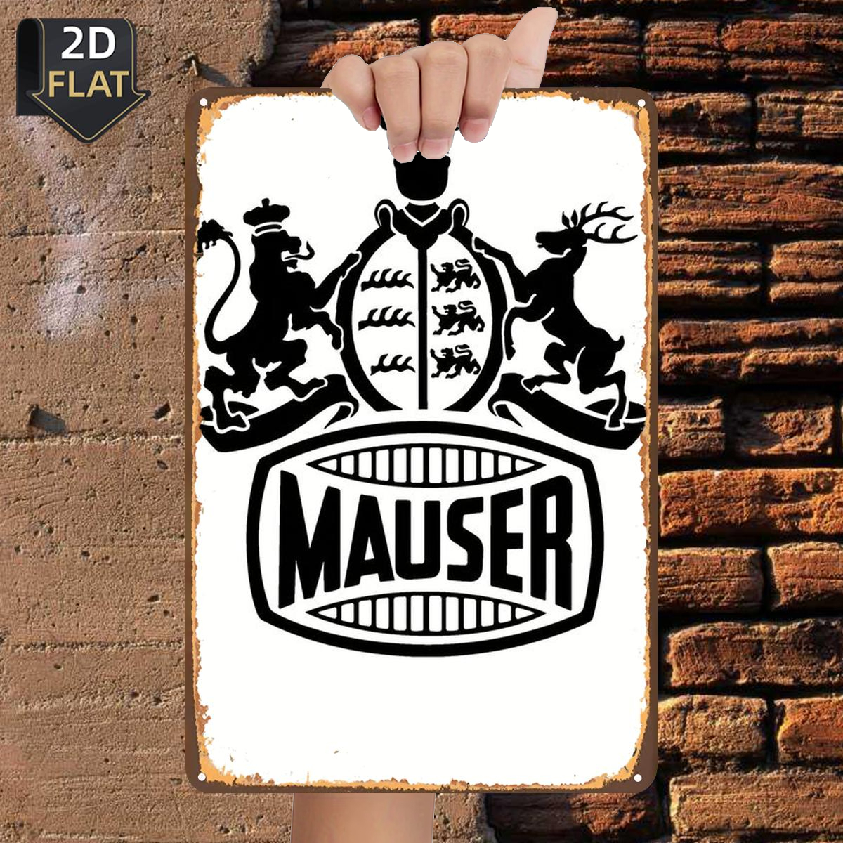 TEMU 2d Flat 1pc, "mauser: A Of Precision And ", Metal Tin Sign, Size(8"x12"/20cm*30cm)decoratve Paintings/room/restaurant/bar/door/garage Decor
