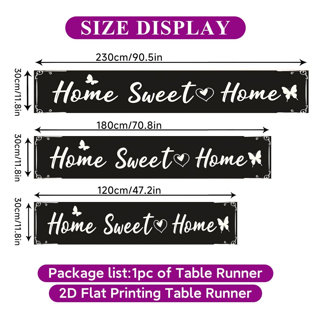 1pc Of A 2d Flat Printed Table Runner, Featuring A '' Sign, Made From Polyester. A Rectangular Table Cover Suitable For Holiday Dining And Used For Indoor And Outdoor Home Party Decorations
