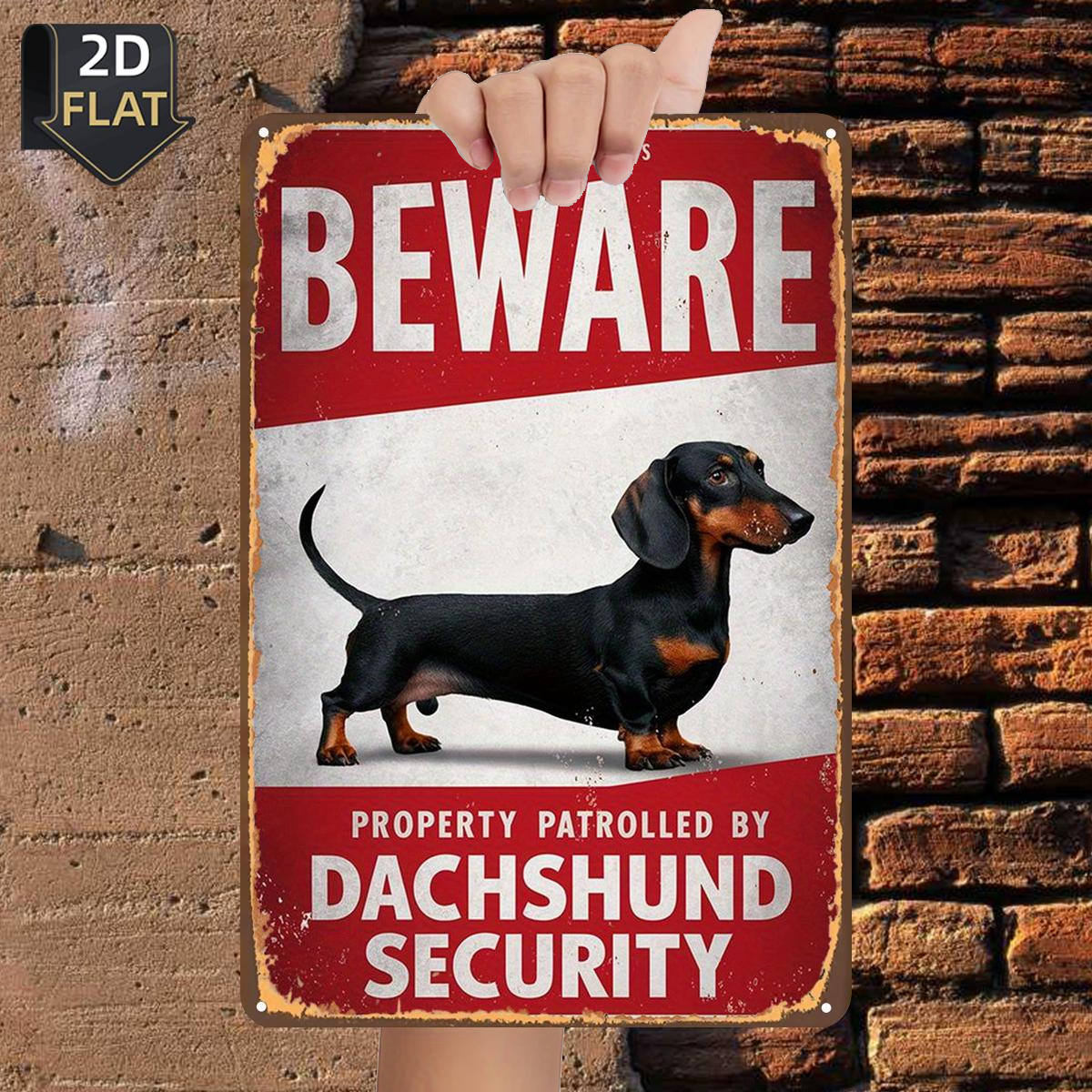 TEMU Letrero Metálico 2D de 1 pieza, ¡Cuidado!: Patrullada por Seguridad de Terrier Alemanes, Tamaño (8"X12"/20Cm*30Cm) Pinturas