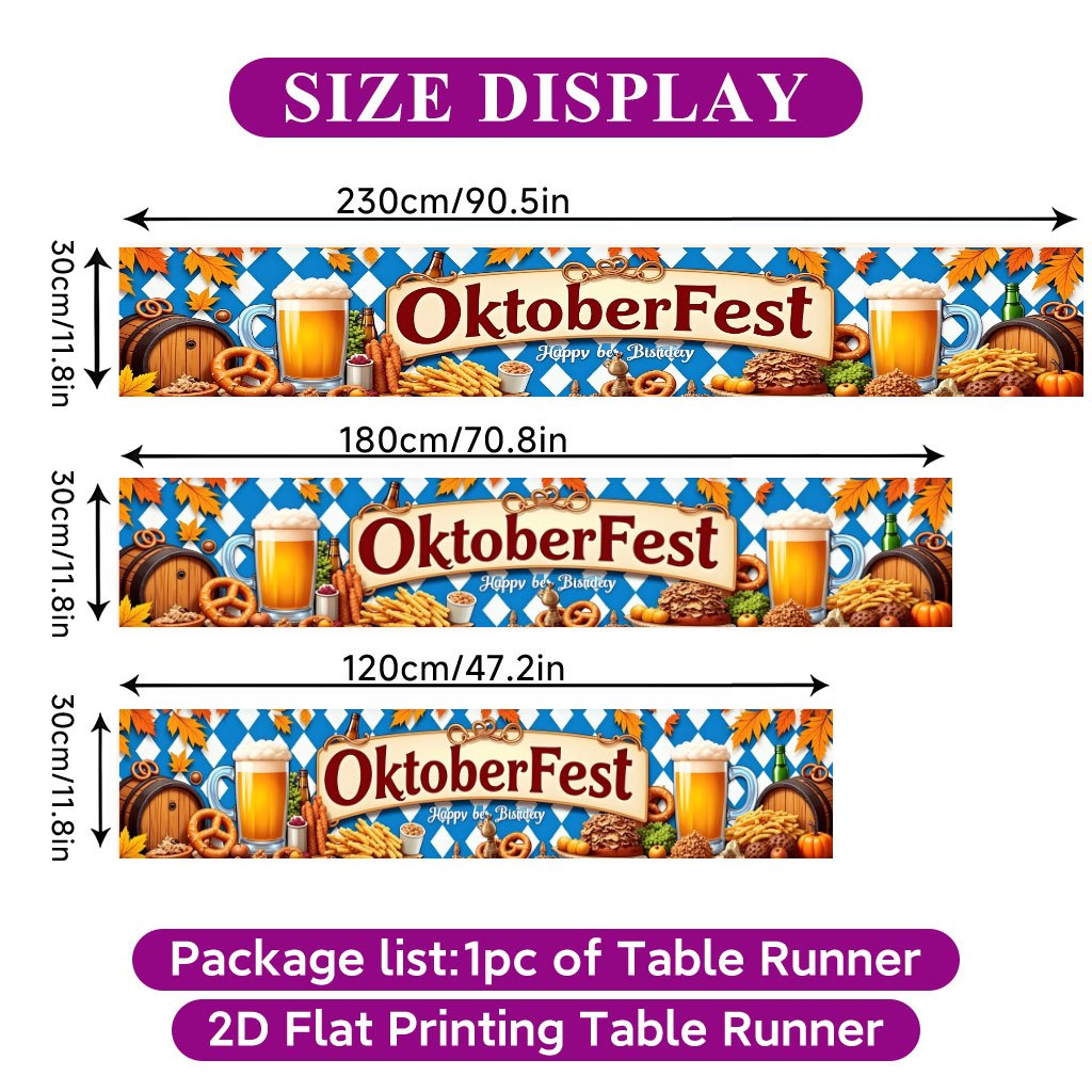 TEMU 2d Flat Printing Table Runner 1pc, Traditional German Oktoberfest Celebration Table Cover, Rectangular Table Runner From Polyester, Dining Table