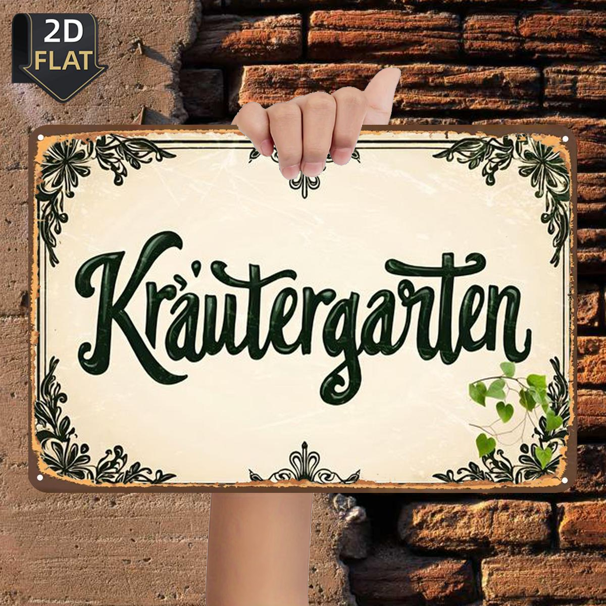 E-shop 2D-Flach, ., Kräutergarten-Schild im Vintage-Stil, Metall-Blechschild, Größe (8"x12"/20cm*30cm), dekorative