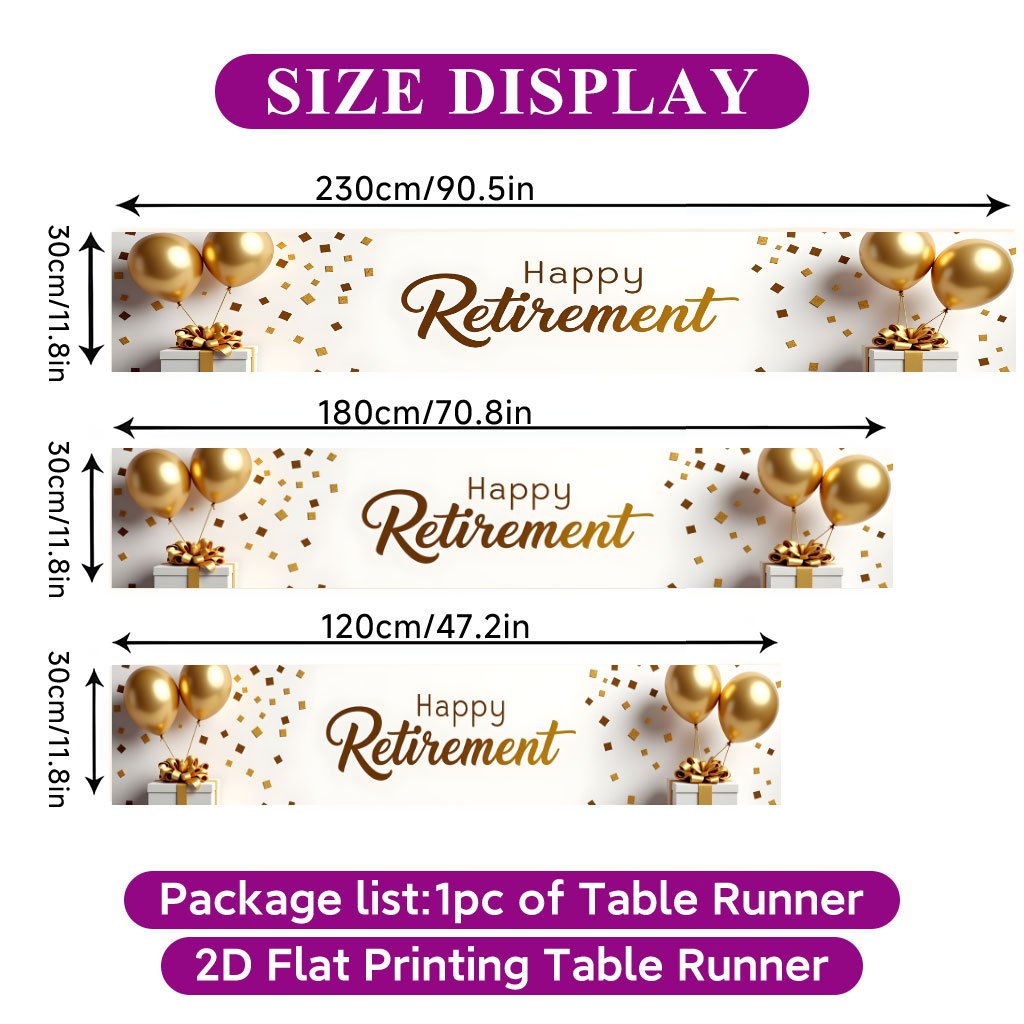 TEMU 1pc Retirement Table Runner Suitable For Indoor/outdoor Use - Elegant Retirement Party Decor With "enjoy Your Retirement" Banner, Rectangular