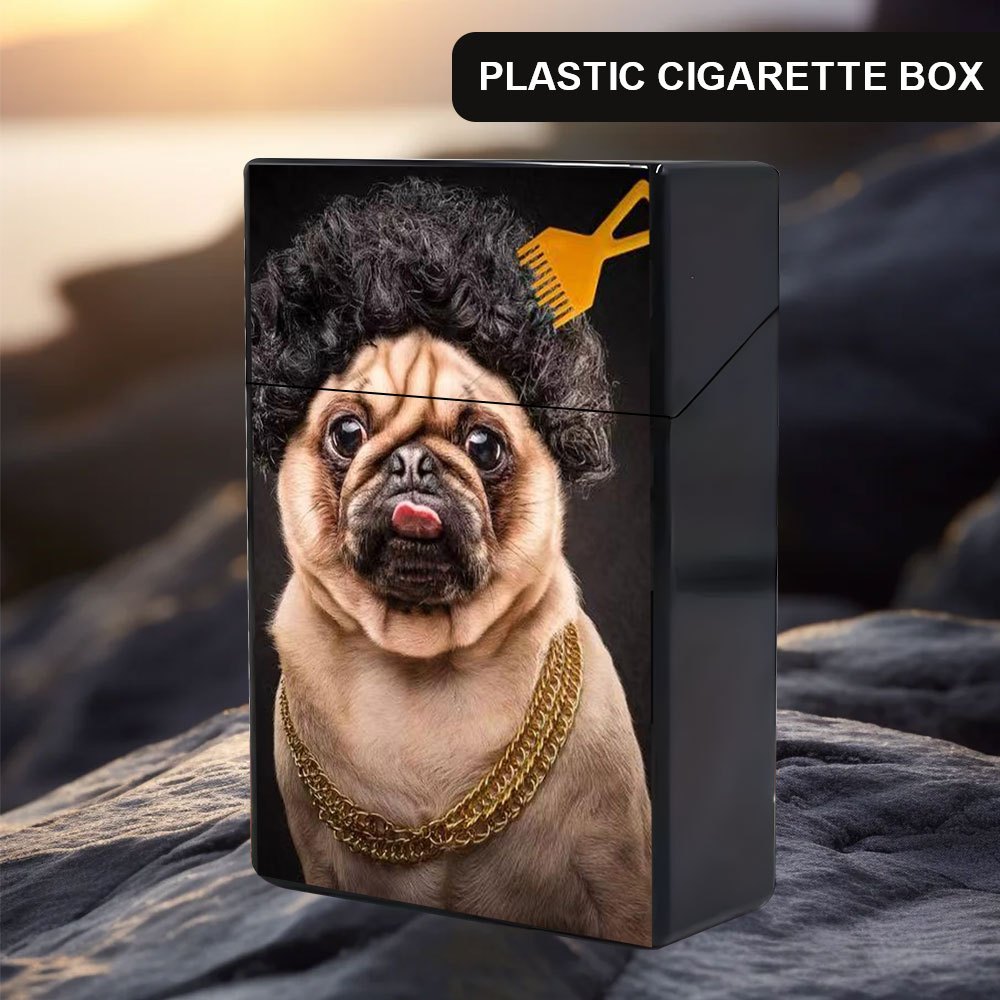dog cigarette dispenser Case Vintage Cigarettes Holder Two Cute Bulldog Dogs King Size Cigarette Box Waterproof Lightweight Cigarettes for Men Women Smoker Gift : Health & Household 1930s-40s Wooden Dog Head Mechanical