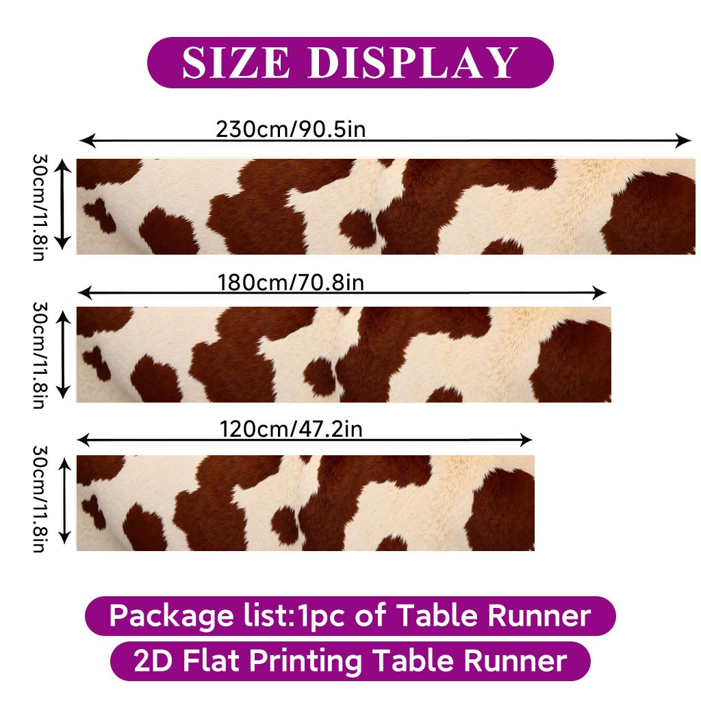 TEMU 2d Flat Printing Table Runner 1pc, Animal Fur Brown Pattern Table Cover, Rectangular Table Runner From Polyester, Dining Table Decoration For
