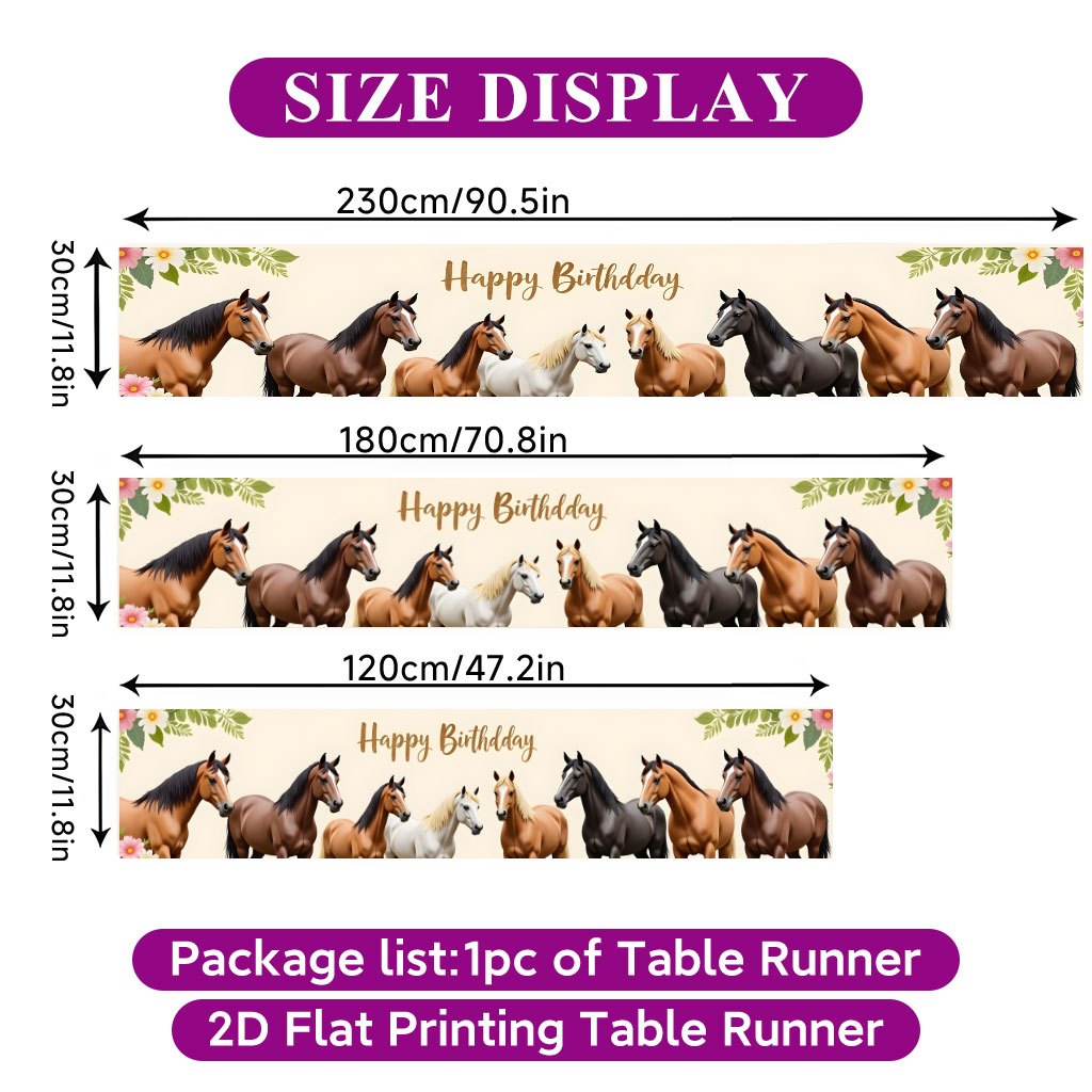 TEMU Runner da 2D stampato a piatto 1 pz, che desiderano un compleanno Copertura per , Runner da rettangolare realizzato in poliestere, Decorazione