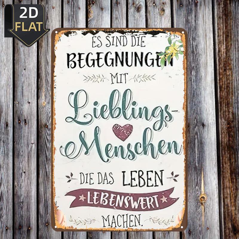 TEMU 2D Flat - 2D Ebene, Begleitet sind mit geliebten Menschen. Blechmetallplatte, Dekorative Malerei/Raum/Restaurant/Bar/Tür/Garage Dekoration