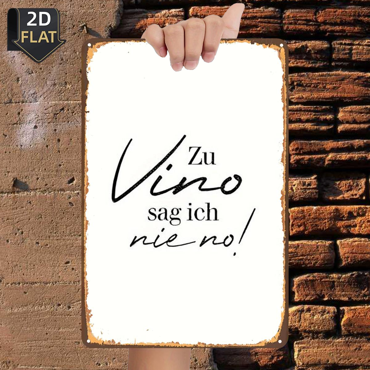 E-shop 2D-Flach, ., Ich sage Nein zu Wein!, Metall-Blechschild, Größe (8"x12"/20cm*30cm), dekorative Gemälde/Zimmer/Restaurant/Bar/Tür/Garagen-Dekor,