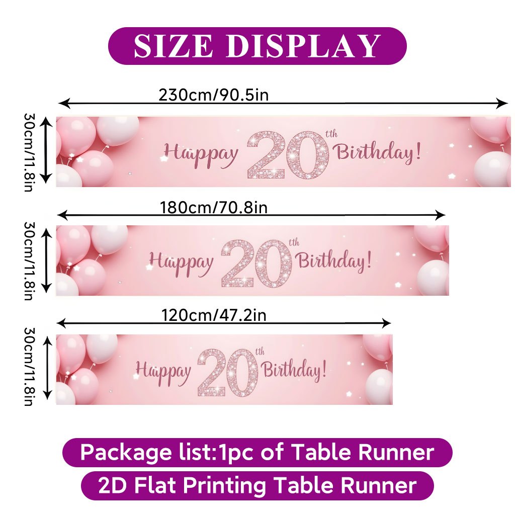 TEMU 2d Flat Printing Table Runner 1pc, Happy Th Birthday Celebration Table Cover, Rectangular Table Runner From Polyester, Dining Table Decoration