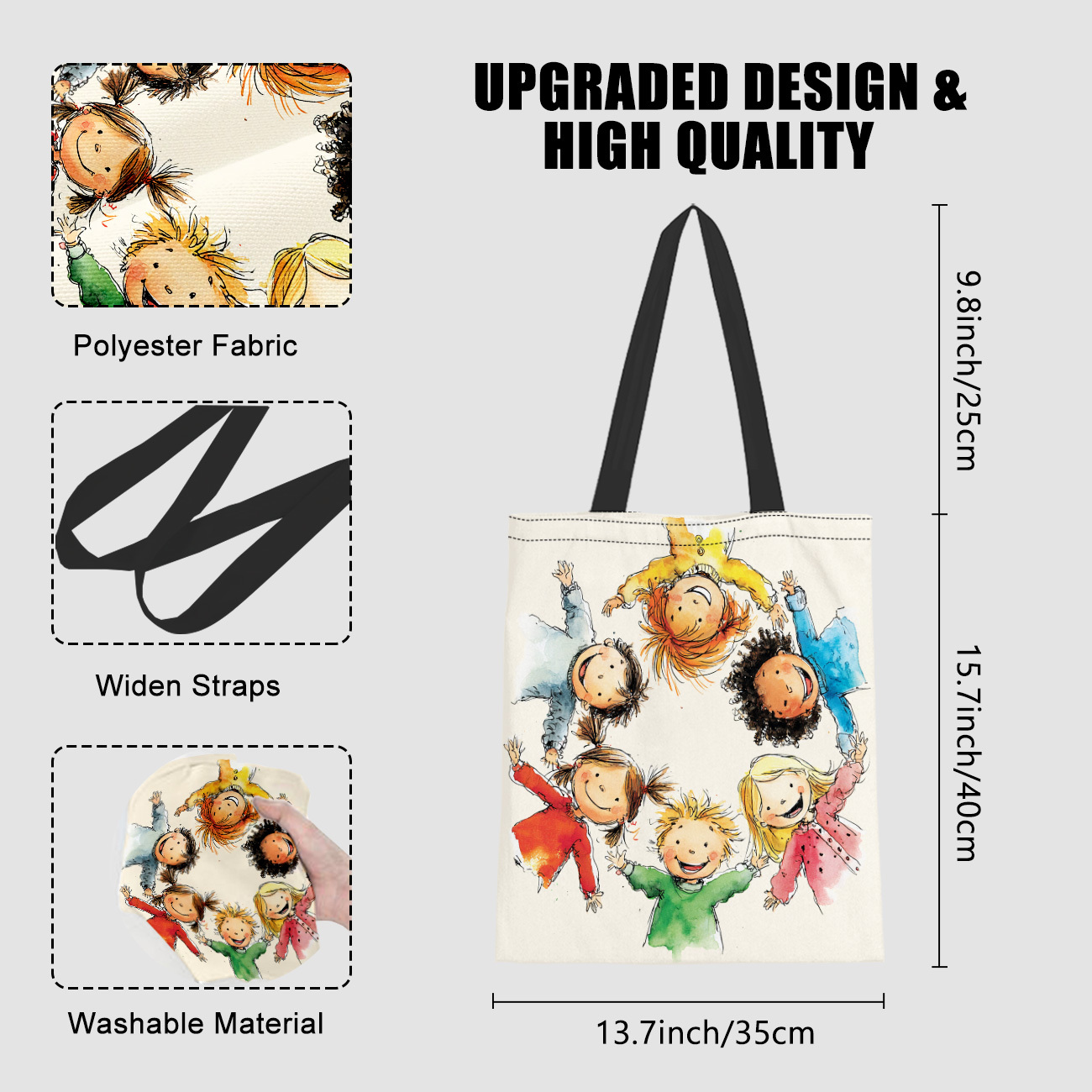 TEMU 2d Flat Printing 1pc Drawing Reusable Grocery Bags, Perfect For Shopping, Stylish Shoulder Carryall, Gift Bag Graduation Must-haves, 2d Flat