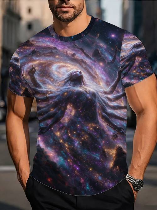 monster graphic t shirt style creature print top individual starry theme casual short sleeve