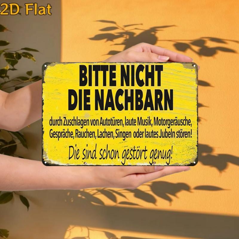 TEMU 2D Flat - 2D Flat ., Humorvolles deutsches Nachbarschaftsschild, kreative Platte - Shop Garage Wandkunst Geschenk, zur Dekoration | Wandkunst