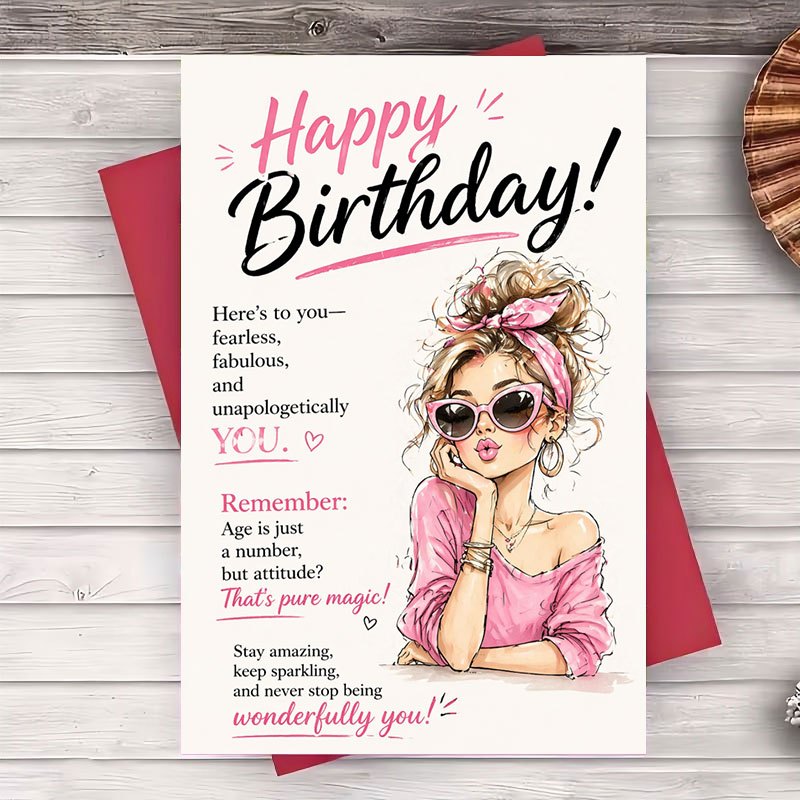 TEMU 1 Envelope And 1 Greeting Card Happy Birthday Card For Her Fabulous Birthday Greeting Card For Women Friend Sister Mom Stylish Party Wishes