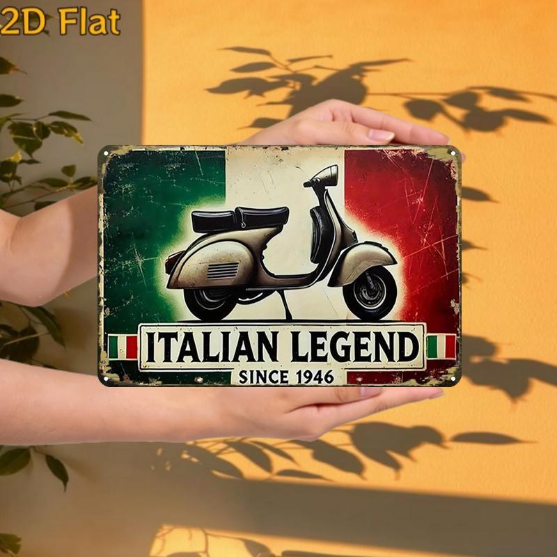 TEMU 2D Flat - 2D Flat 1 pz, Italiana Scooter Vintage Insegna Creativa in Latta - 8X12 Caff癡 Garage Murale Regalo per Decorare|Costruzione in Ferro,