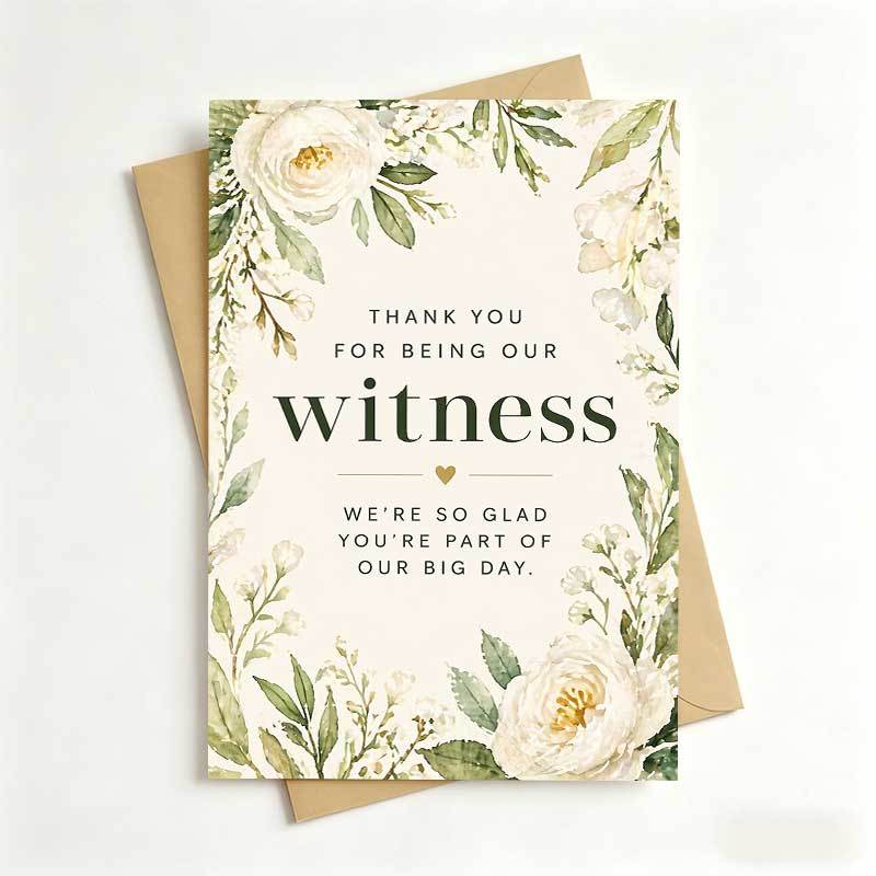 TEMU 1 Greeting Card + 1 Envelope. Elegant Wedding Witness Card, Featuring A Frame With A Warm Thank-you Message: "thank You For Being Our Witness.