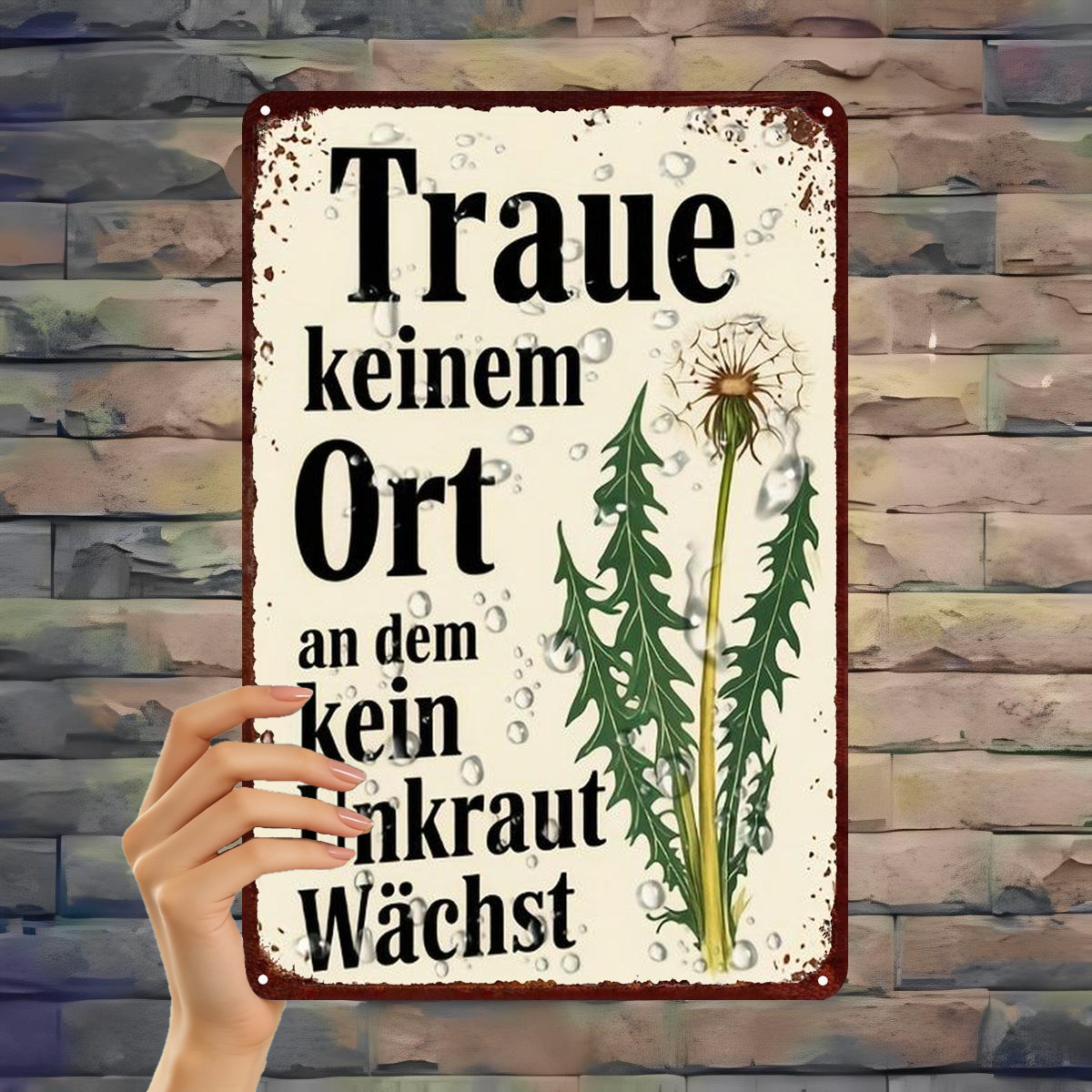 2d Flat 1pc, "rustic Metal Sign: ' No Where Grow' – Vintage German Garden Art Decor" 8×12 Inch