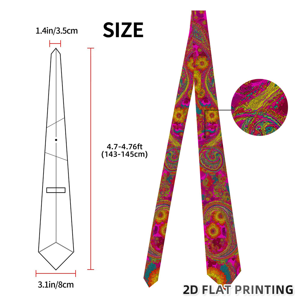 TEMU 1pc Men' & Women' Paisley Necktie - Classic Width Tie Suitable For , Machine Washable, Multicolor Suitable For Christmas, Graduation, Weddings,