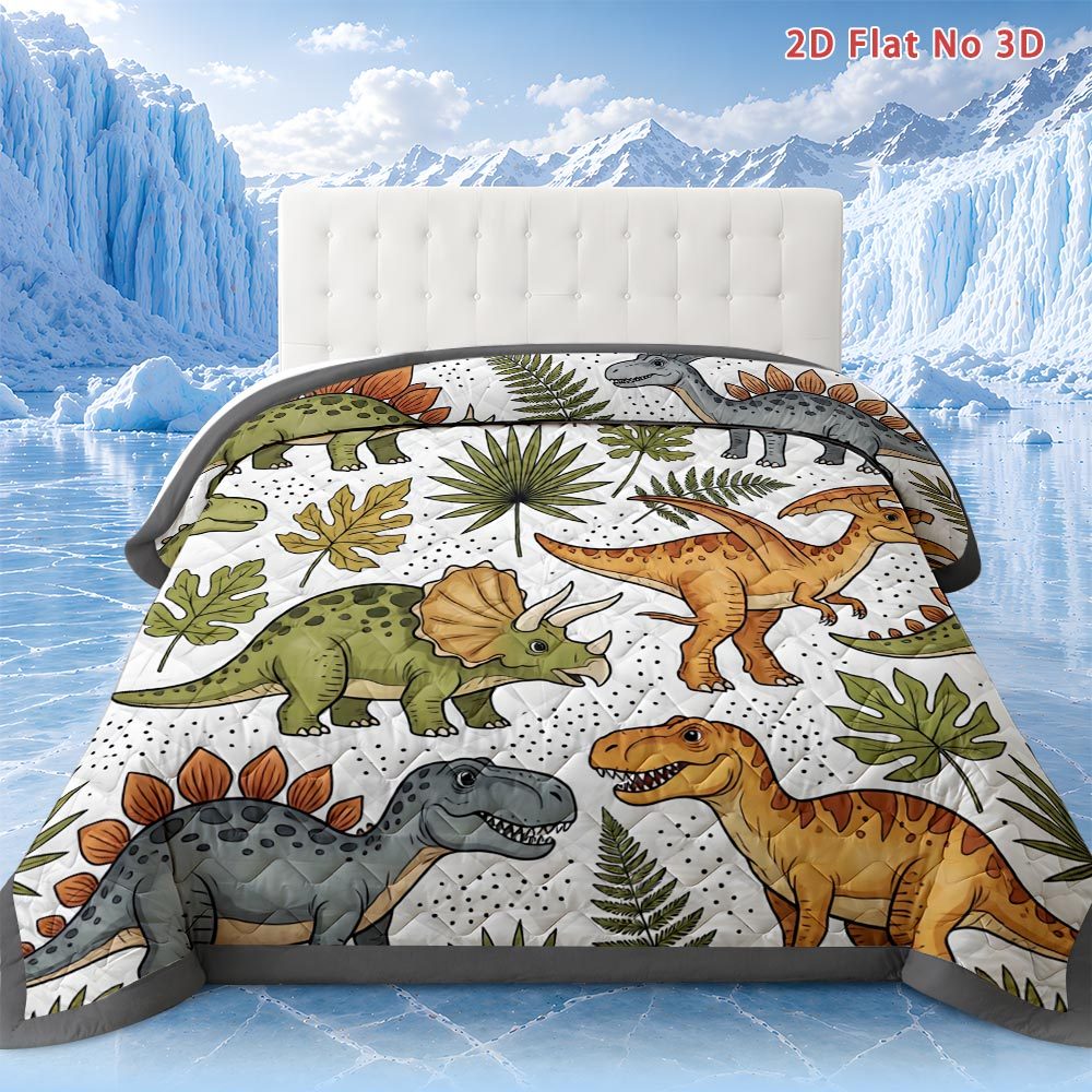 TEMU Mokalala 2d Flat Cartoon 1pc Quilts Only Dinosaur Themed Quilted Comforter Queen Size All Season Bedding Cooling Blanket For Hot Sleepers