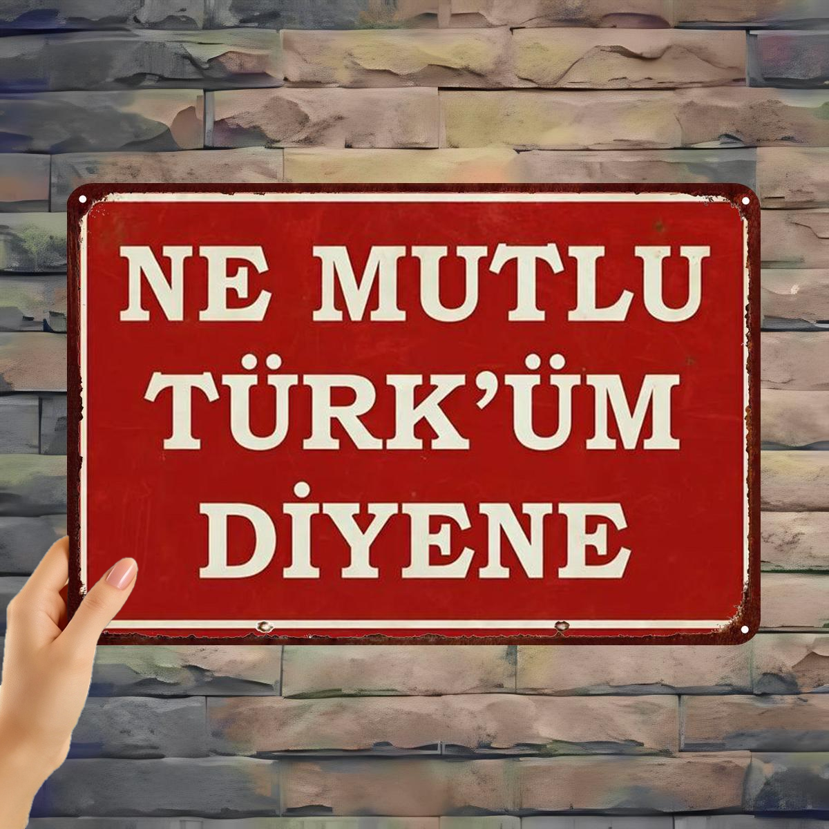 TEMU 2d Flat, 2d Flat 1pc, "happy Is The 1 Who I Am Turkish" Vintage Sign - Authentic Turkish Decor Art 8×12 Inch, 2d Flat