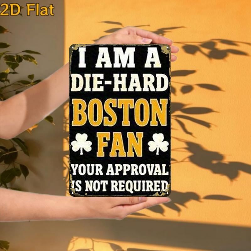TEMU 2d Flat, 2d Flat1pcs,boston Fan Metal Signcreative Tin Sign -8x12 Wall Art Gift For Decor|iron Construction, Metal Wall Art Decor, 2d Flat