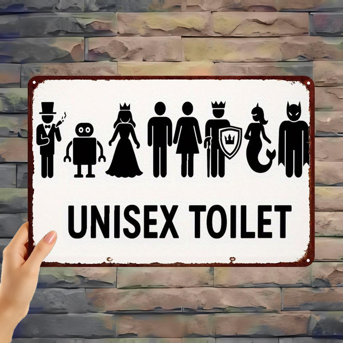 TEMU 2d Flat, 2d Flat 1pc, "unisex Toilet - Iron Wall Decor With Silhouette Figures For Bathroom Decoration" 8Ã12 Inch, 2d Flat