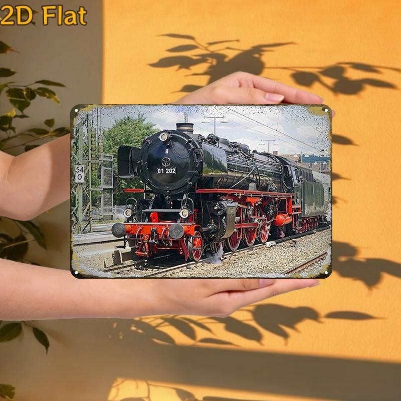 TEMU 2d Flat - 2d Flat1pc, Vintage Steam Model Creative Tin Sign -8x12 Wall Art Gift For Decor|iron Construction, Metal Wall Art Decor