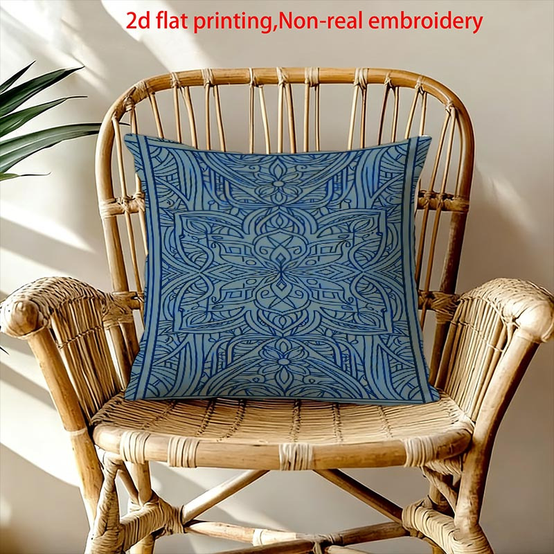 photo de l'article 1 taie   imprimée avec motif floral   et   géométriques, impression 2d plate - pas de broderie, décoration intérieure   et cadeau  , cadeau de pendaison de crémaillère, impression  , fermeture à glissière