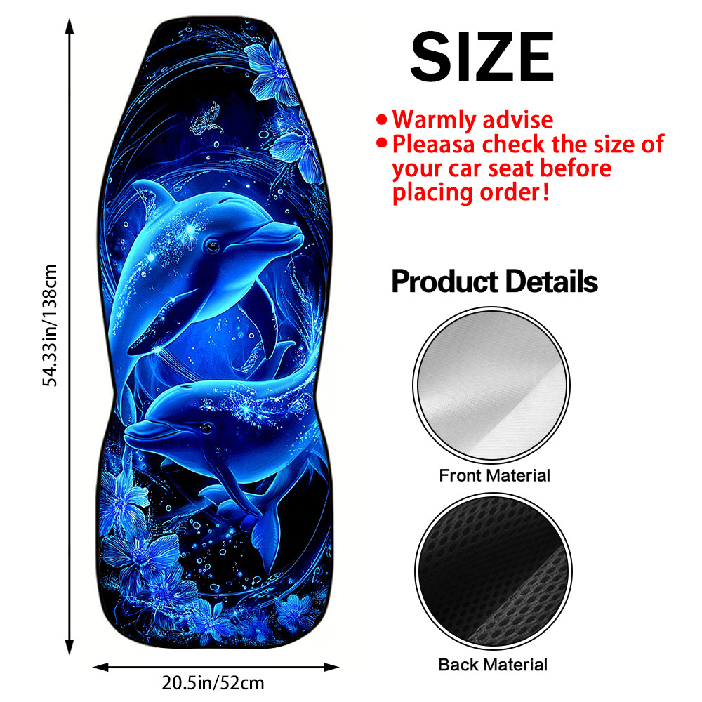 TEMU 2pcs Ocean With Blue Flowers Style Car Seat Cover Set Suit, Unisex, Universal Front Seats, Suitable For Suvs, Sedans, And Trucks, Soft And