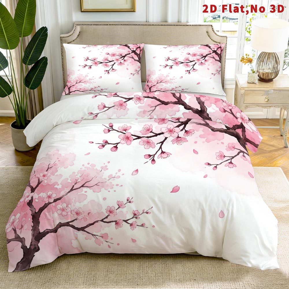 TEMU 2d Flat Watercolor Duvet Cover Set Multiple Sizes Spring Suitable For Bedroom Guest Rooms All Ages Genders Comforter Cover Breathable Bedding