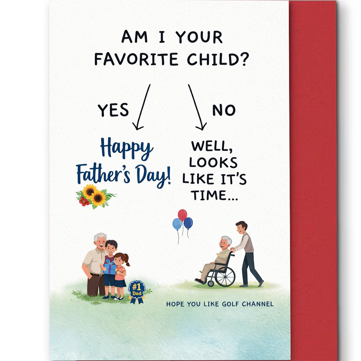 TEMU 1pc Father's Day Greeting Card, Cartoon Dad With Kids And Flowers "am I Your Child Happy Father's Day", Suitable For Father Or Grandpa, Humorous