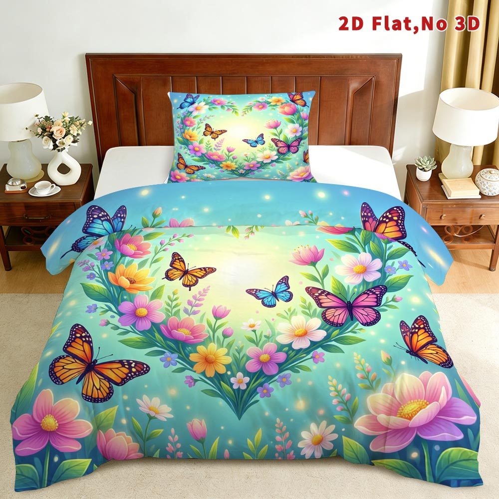 TEMU 2d Flat Floral And Themed Duvet Cover Set Multiple Sizes Spring Suitable For Bedroom Guest Rooms All Ages Genders Comforter Cover Breathable