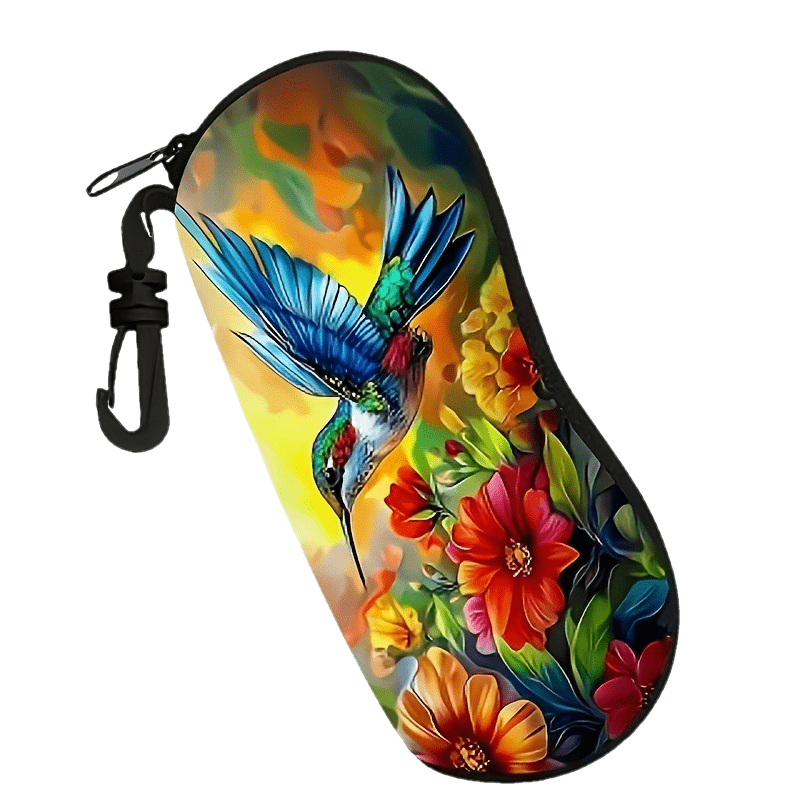 TEMU 1pc Bird Pattern Zippered Glasses Case, Portable Neoprene Zippered Glasses Pouch, Fits Types And Sizes Of Eyewear, Unisex