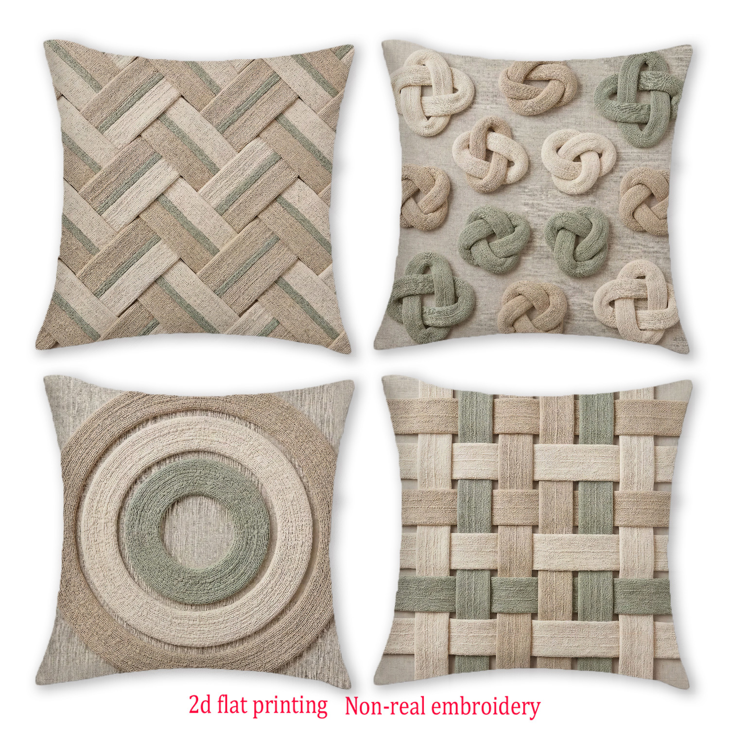 TEMU Set Of 4 Scandinavian Style Throw Pillow Covers, 2d Flat Printed Non-embroidered Pattern Cushion Covers, 18x18 Inches, Home Decor Pillowcases,