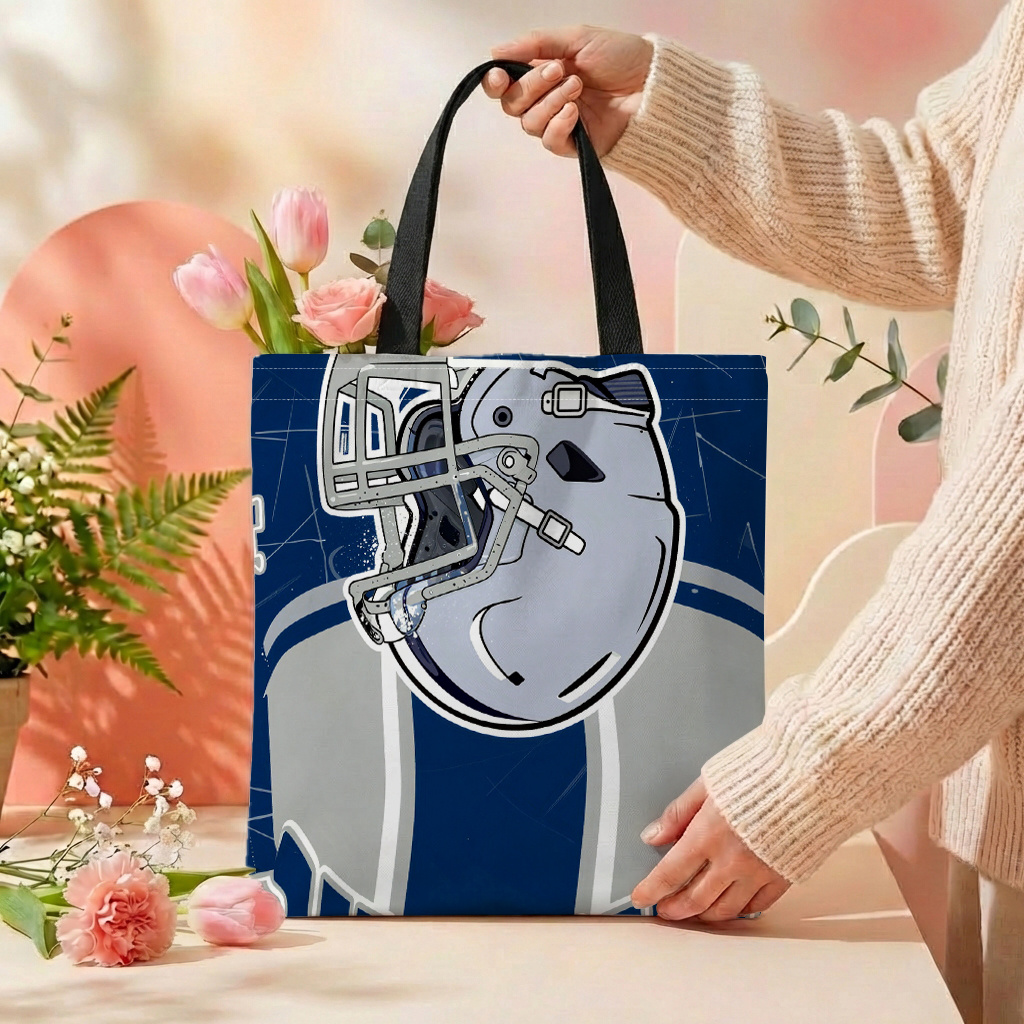 TEMU American Football Helmet Logo Print Women's Tote Bag, Simple Double-sided Print Large Capacity Tote Bag, Teacher's Day Thank You Gift, Stylish