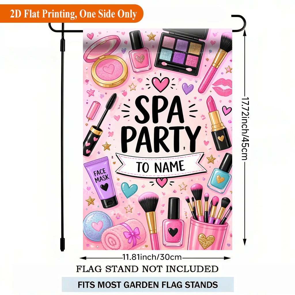 TEMU 2d Flat - 2d Flat - 2d Flat Printing Garden Flag 1pc, Spa Party Invitation Single Sided Polyester Garden Flag, Holiday Yard Banner, For Outdoor