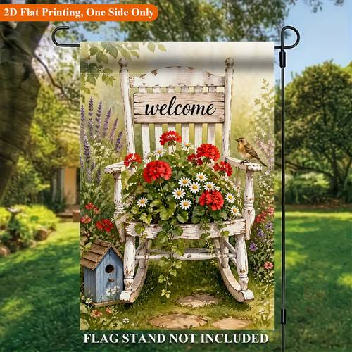 2d flat 2d flat printing garden flag 1pc garden chair and bird single sided polyester garden flag holiday yard banner for outdoor home yard decor seasonal festival yard outside decorative flags flagpole not included flag only 2d flat