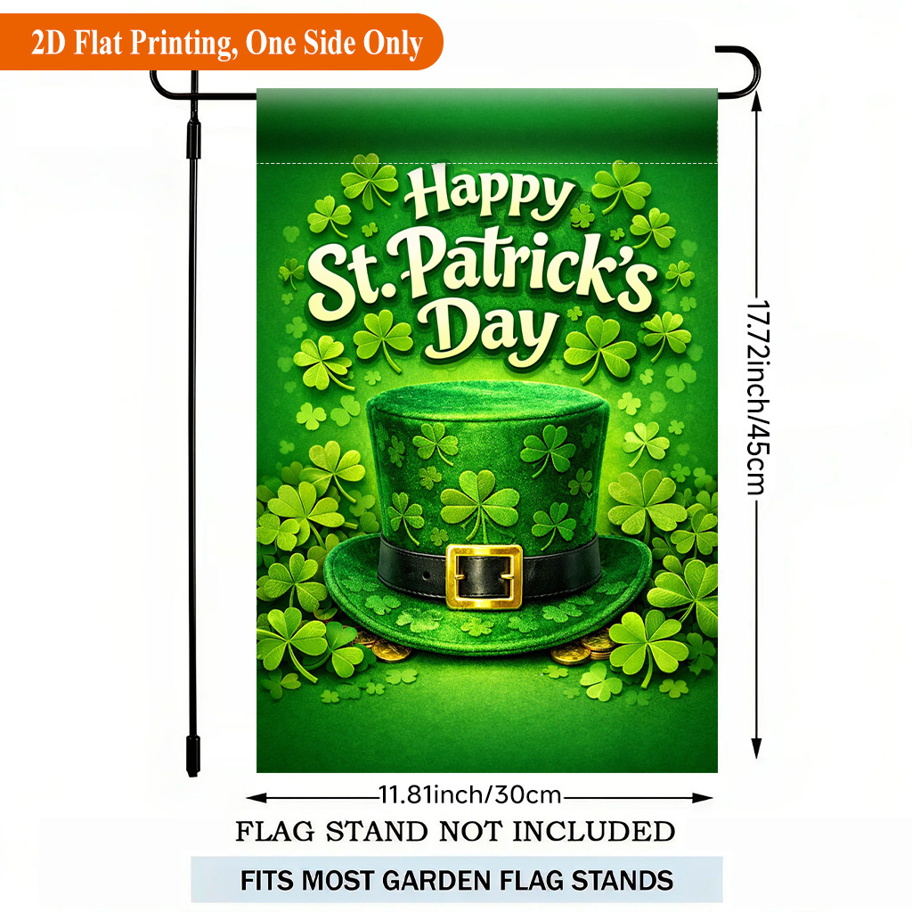 TEMU 2d Flat, 2d Flat Printing Garden Flag 1pc, Happy St Patricks Day Single Sided Polyester Garden Flag, Holiday Yard Banner, For Outdoor Home, Yard