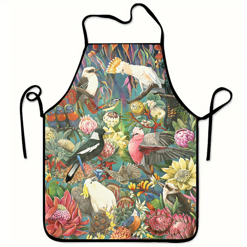 TEMU 1pc,bright Australian Flower Bird Apron,great For Men And Women Party And Home Kitchen Use