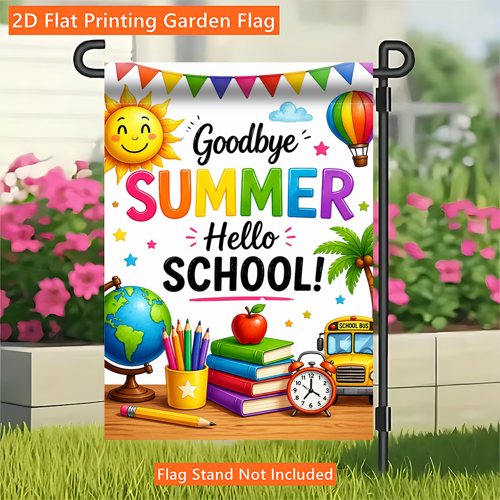 TEMU 2d Flat - 2d Flat - 2d Flat Garden Flag 1pc, Goodbye Summer , Perfect For Camping And Patio Decor, Single-sided Printed Flag, Suitable For ,