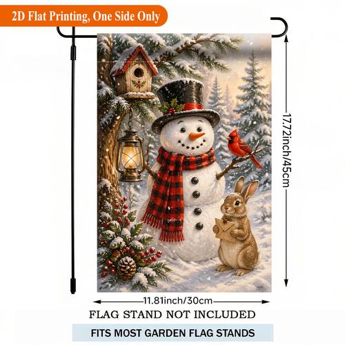 2d flat 2d flat printing garden flag 1pc winter snowman and single sided polyester garden flag holiday yard banner for outdoor home yard decor seasonal festival yard outside decorative flags flagpole not included flag only 2d flat