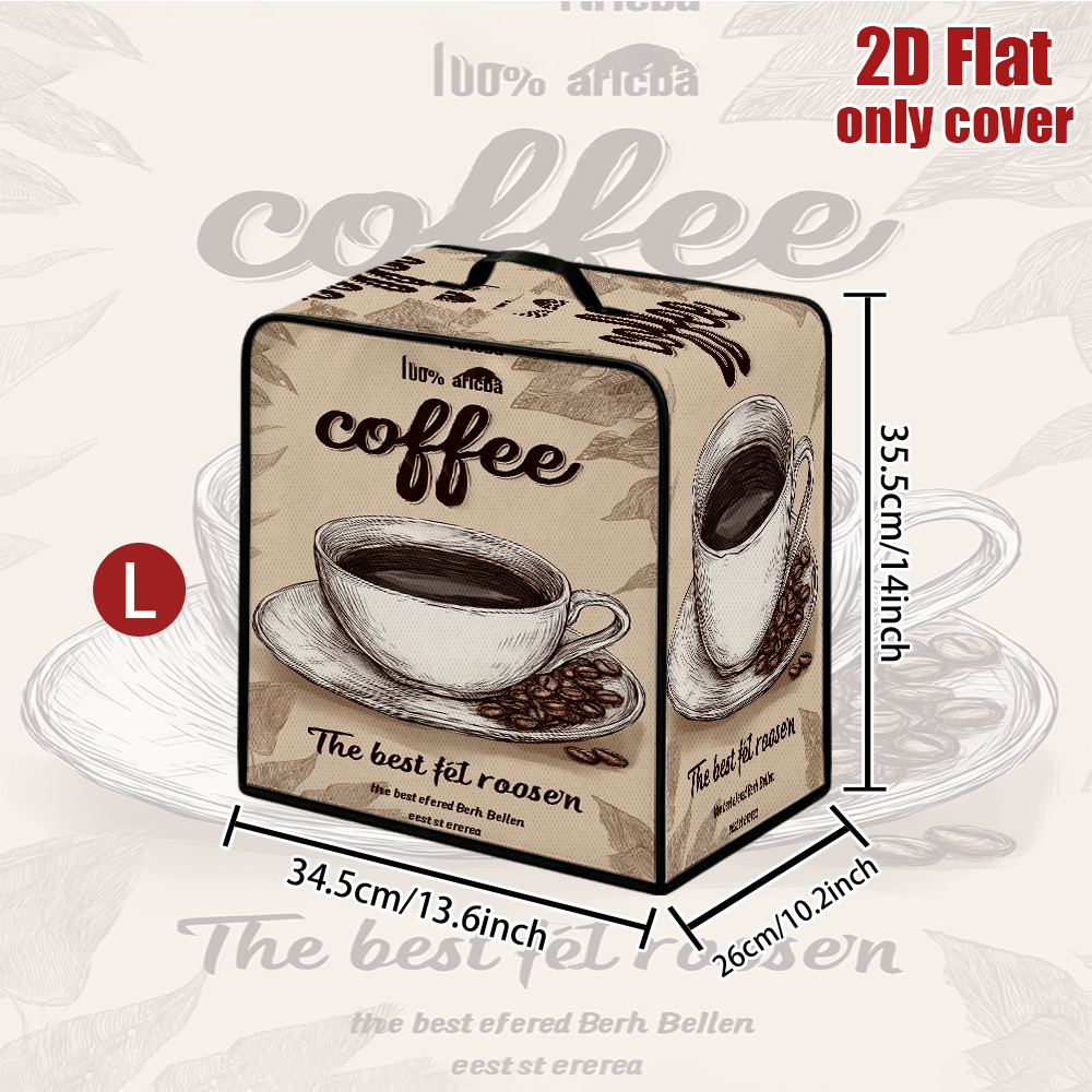 TEMU 1pc, 2d Flat Printing Coffee, Steam, Dust-proof Cover For Mixer Or Coffee Maker Coffee Cup With Coffee Beans, Suitable For Soft Washable