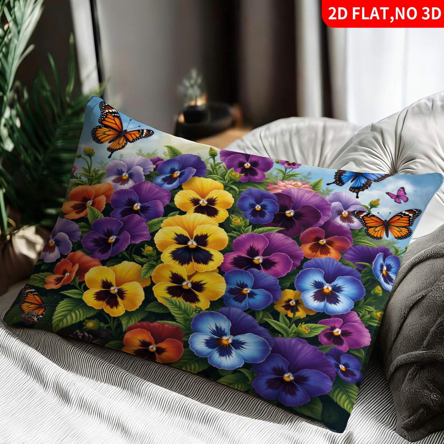 TEMU per cuscino 1 pz ( cuscino non ) Stampa piatta 2D con vivace design di violotti e , stampa e di insetti multicolore, per la decorazione , federe