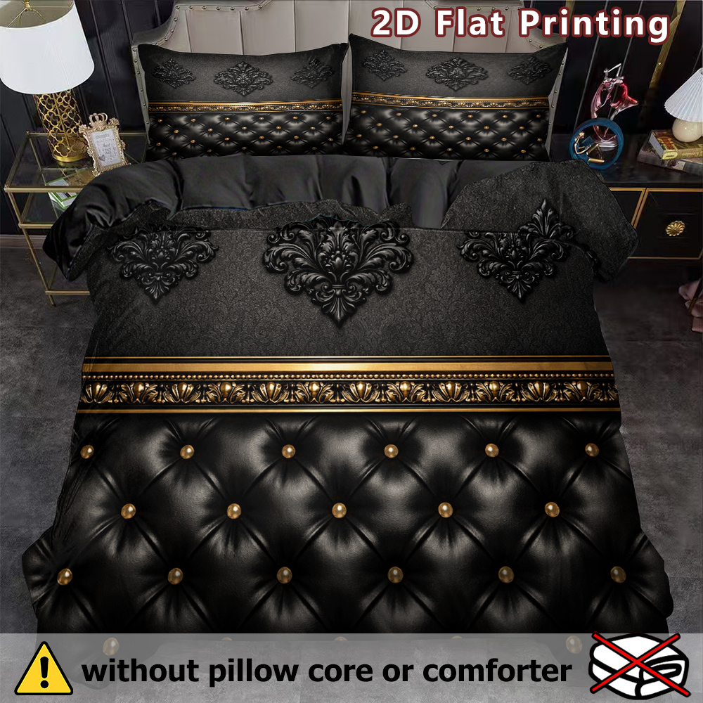 TEMU 3pcs Bedspread Cover & Pillowcase Suitable For Bedding - Elegant Damask Pattern Duvet Cover Set, Breathable Polyester Bed Sheets With , Machine
