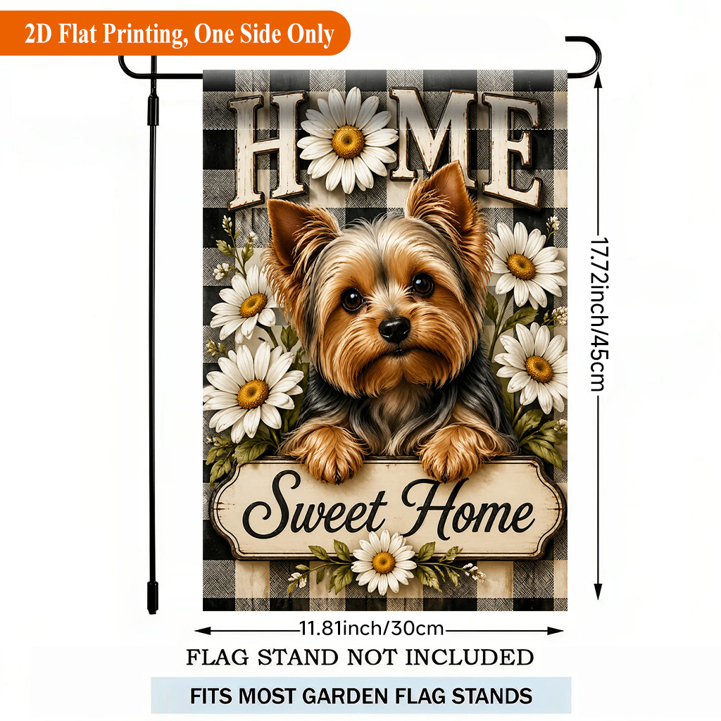 TEMU 2d Flat, 2d Flat Printing Garden Flag 1pc, Daisies Single Sided Polyester Garden Flag, Holiday Yard Banner, For Outdoor Home, Yard Decor,