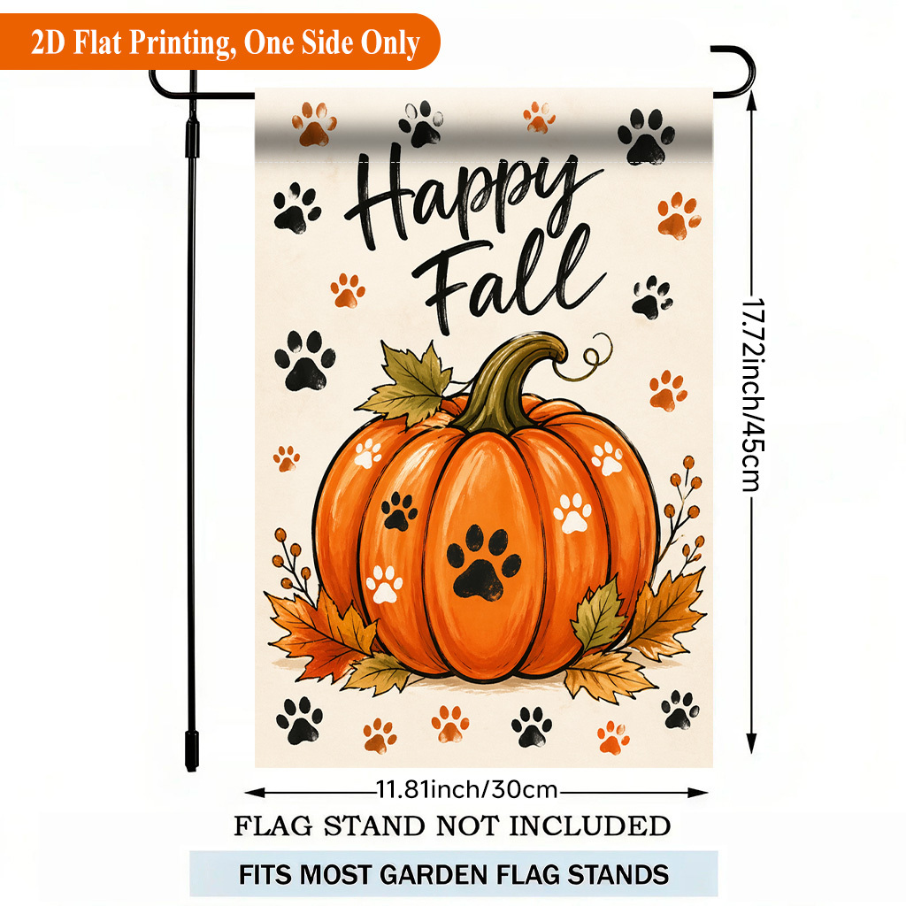 TEMU 2d Flat - 2d Flat - 2d Flat Printing Garden Flag 1pc, Pumpkin With Colorful Single Sided Polyester Garden Flag, Holiday Yard Banner, For Outdoor