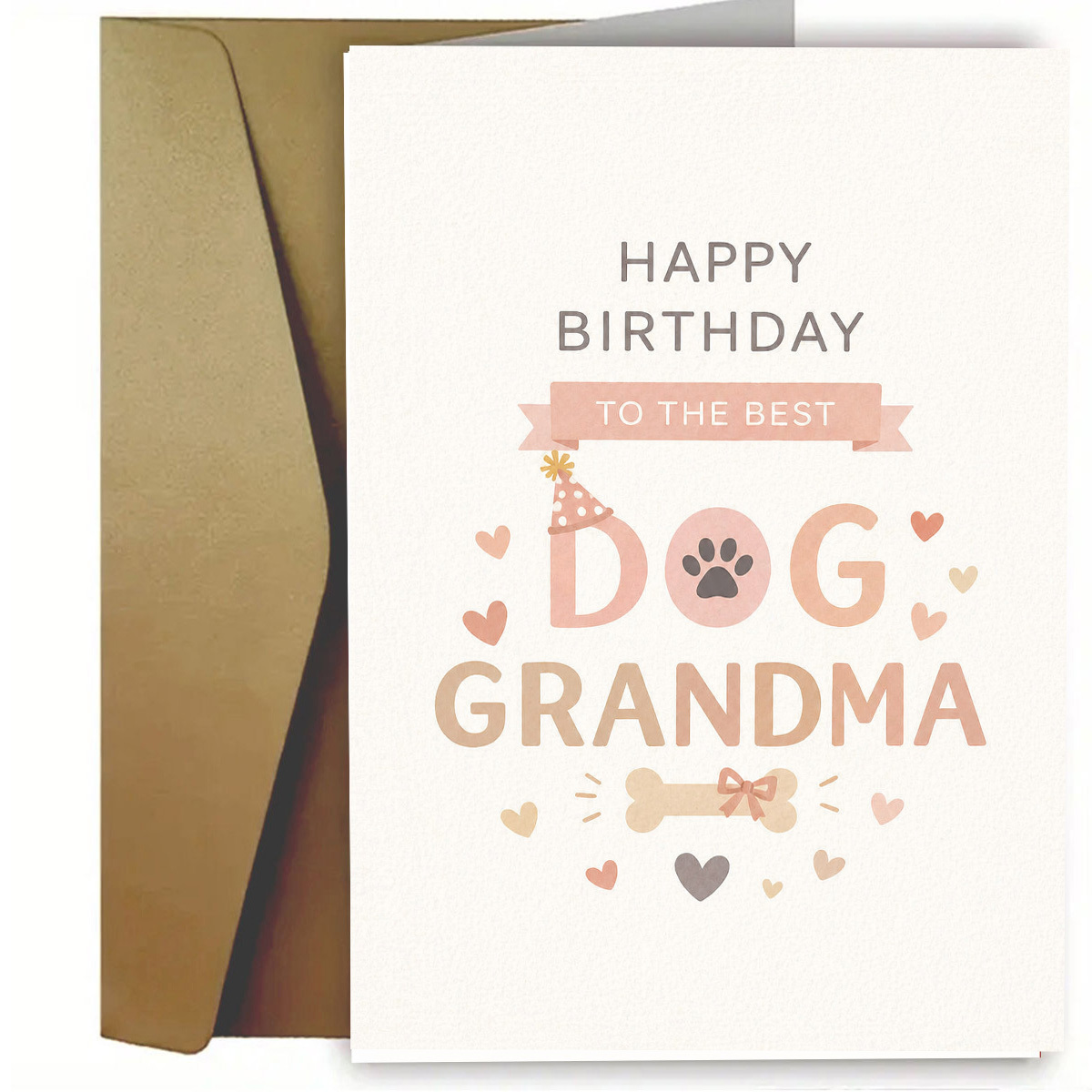 TEMU 1set(a Envelope And A Card) Cute Paw Print Birthday Card For Grandma Happy Birthday To The Best Dog Grandma Paper Red Or Available Creative Card