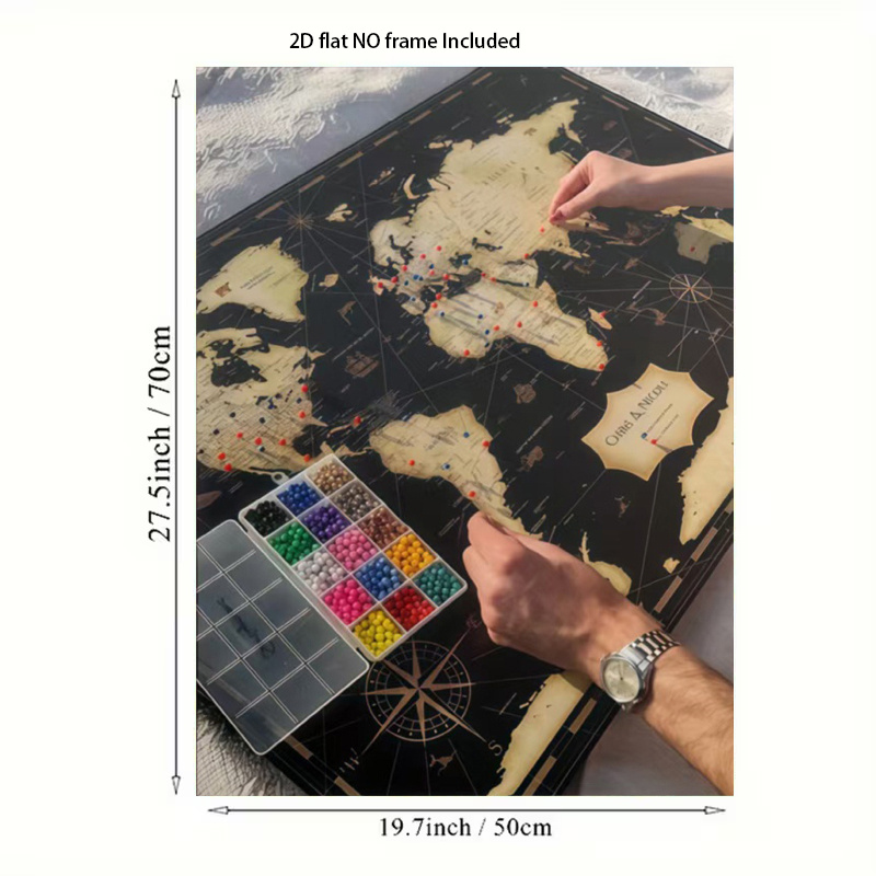 2d flat   map wall hanging decor   bead travel chart suitable for bedroom living room office frameless map gift for modern minimalist   decoration for students
