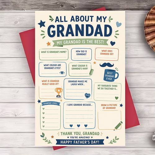 greeting card my grandad card gift for grandfather happy fathers day keepsake card