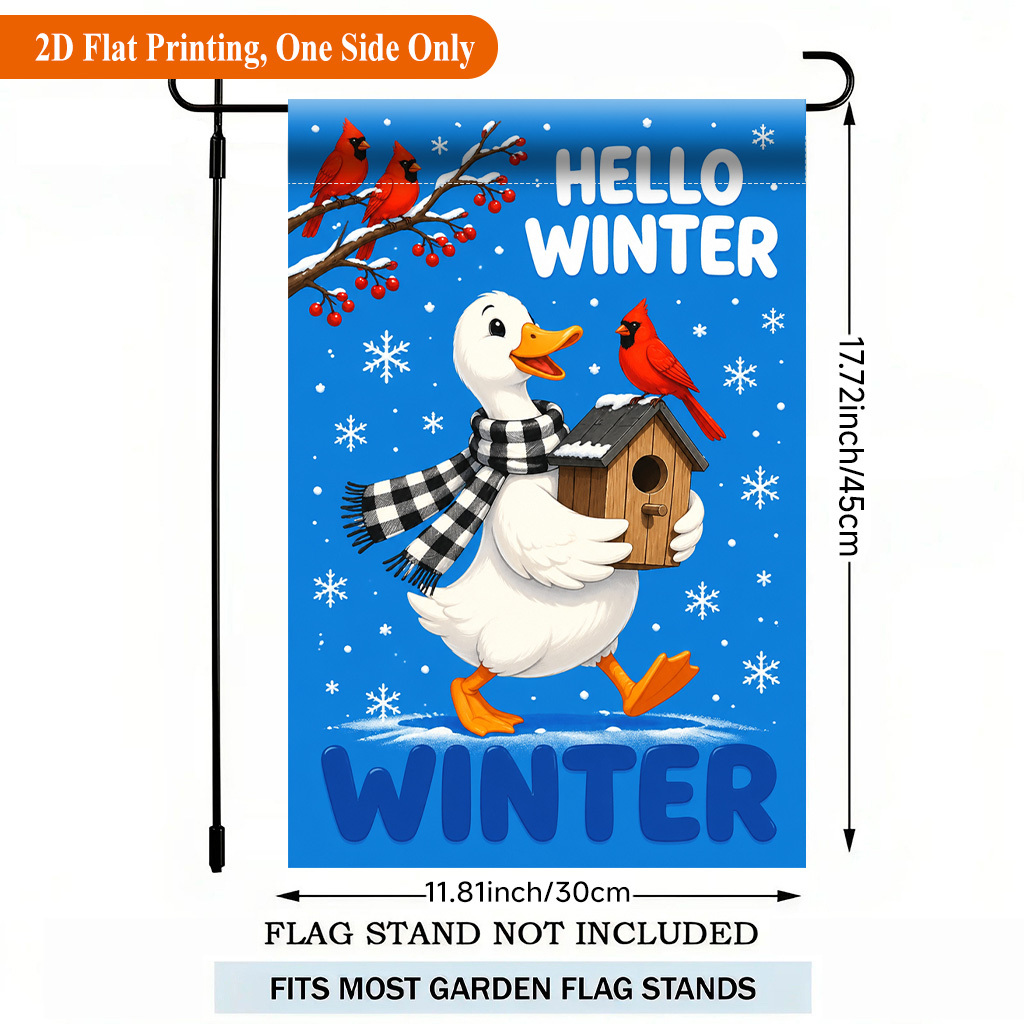 TEMU 2d Flat, 2d Flat Printing Garden Flag 1pc, Happy Duck Single Sided Polyester Garden Flag, Holiday Yard Banner, For Outdoor Home, Yard Decor,